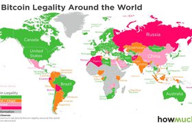 HowMuch показала карту со странами мира, где запрещен и разрешен биткоин
