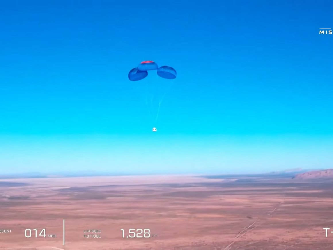 Blue Origin завершила пилотируемый суборбитальный полет с шестью туристами на борту