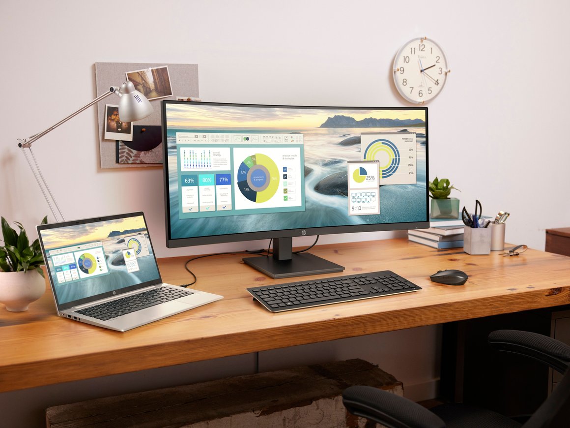 HP представил новые ноутбуки и сверхширокий монитор для удаленной и офисной работы