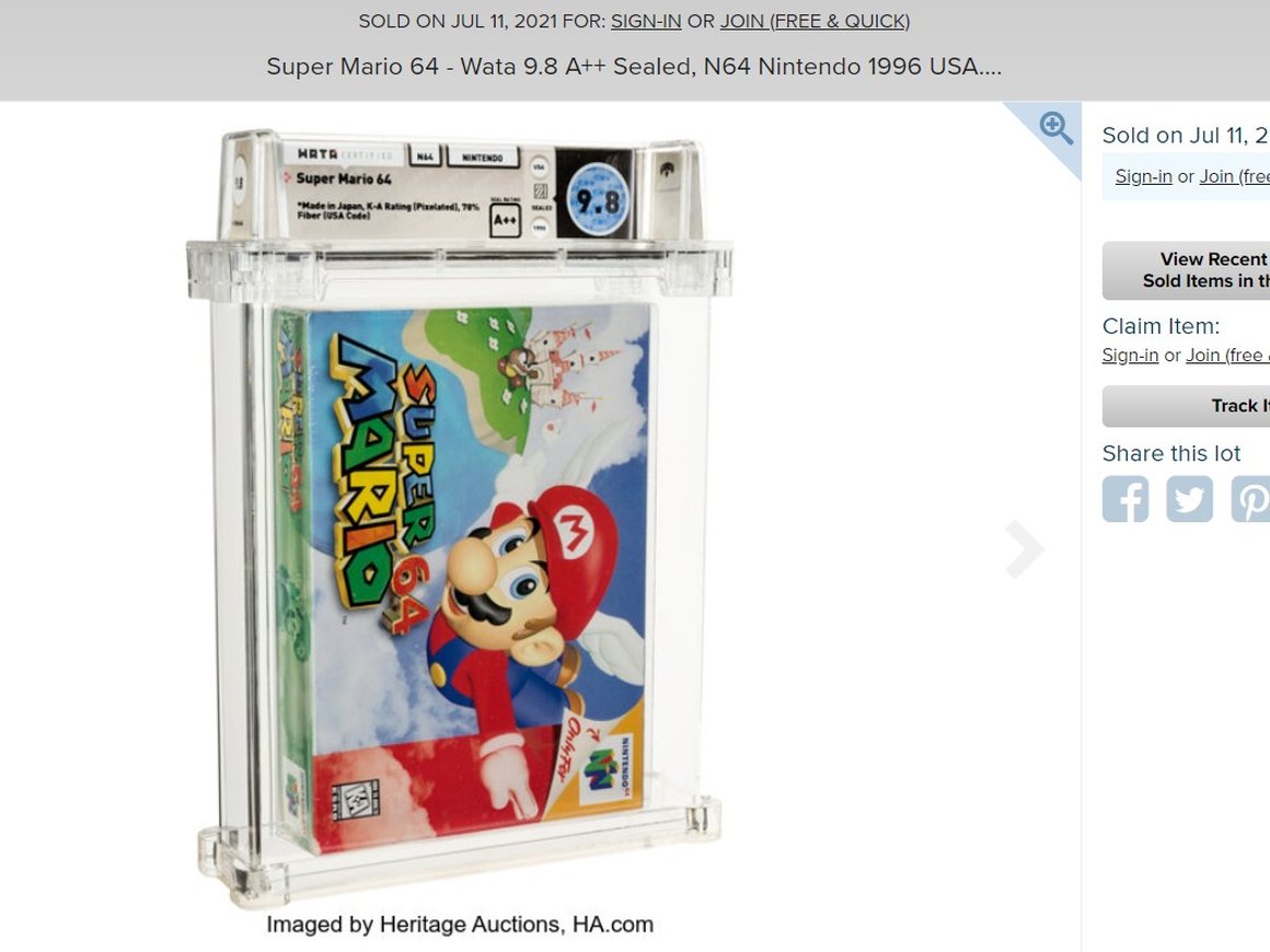 Нераспечатанный коллекционный картридж с игрой Mario продали на аукционе за рекордные $1,56 млн