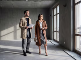 Мужчина и женщина стоят в квартире