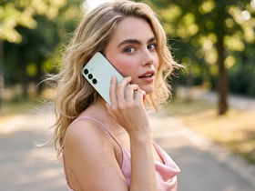 Девушка с телефоном Galaxy S26 FE