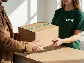 Мужчина забирает посылку на СДЭК