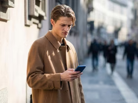 Мужчина смотрит в телефон