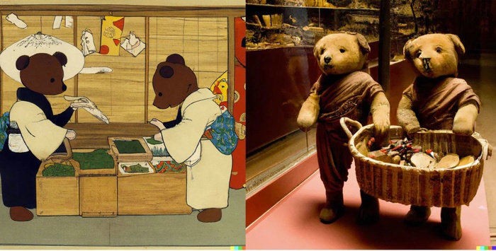 Два изображения медведей в разных стилях, созданные DALL-E 2. Фото в тексте: Open AI