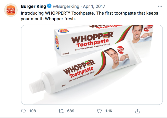 Зубная паста со вкусом Воппера от Бургер Кинг