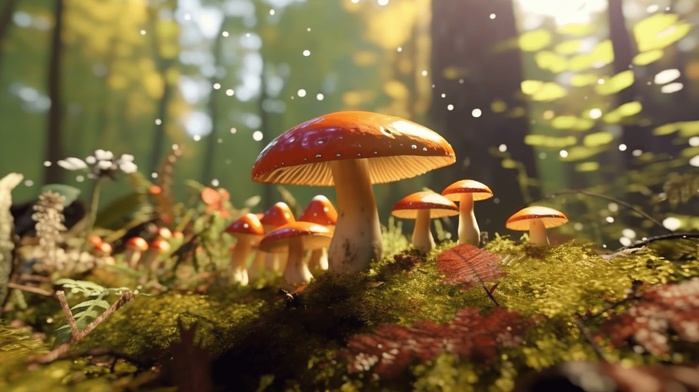 изображение грибов в лесу