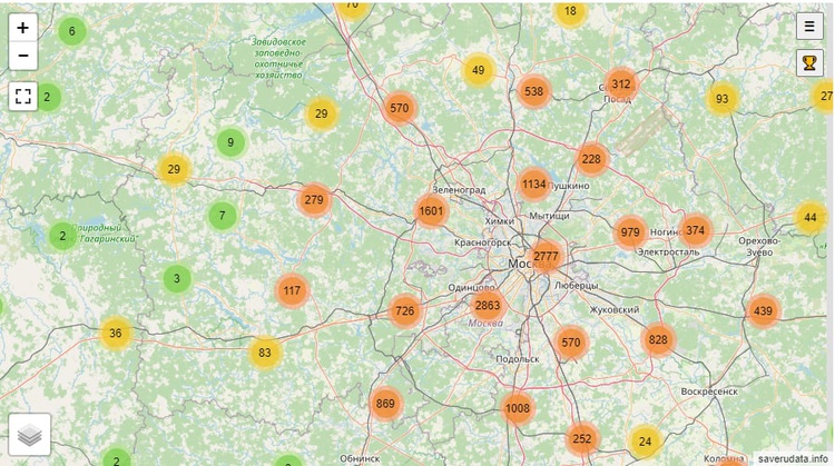 В сети опубликовали карту с утекшими данными клиентов «Яндекс.Еды», ГИБДД и СДЭК
