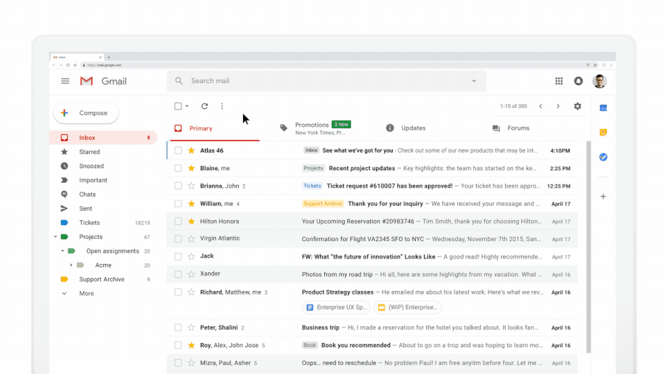 В Gmail появилась возможность отвечать на приглашения и листать каталоги сразу в письме