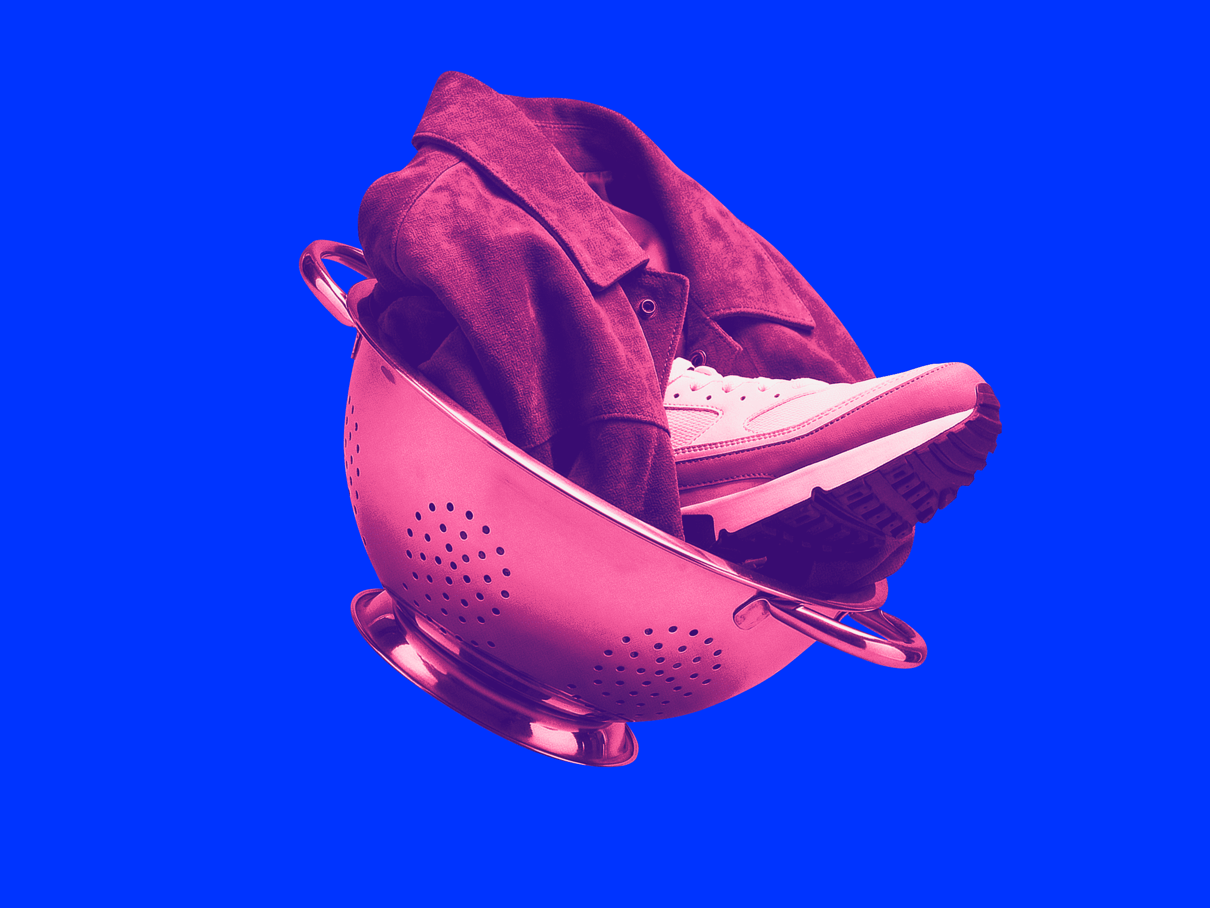 Куртка, кроссовки и сито